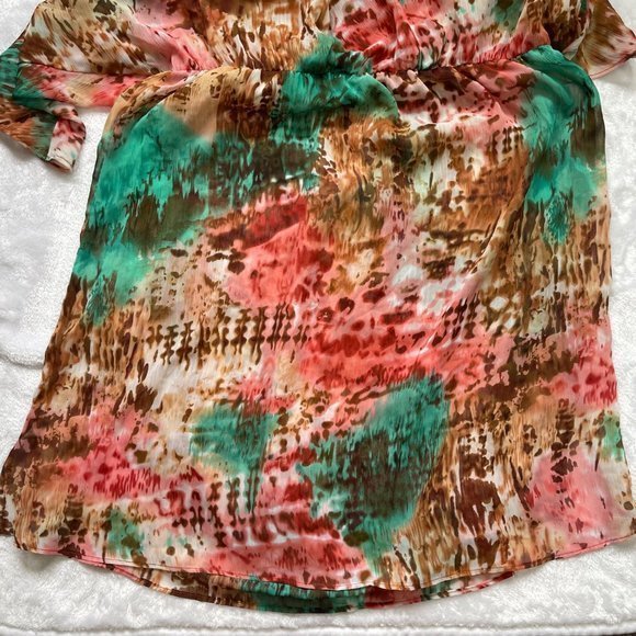 Bisou Bisou Women's Multicolored Sheer Empire Waist Open Arm Swimsuit Cover L - Picture 5 of 11